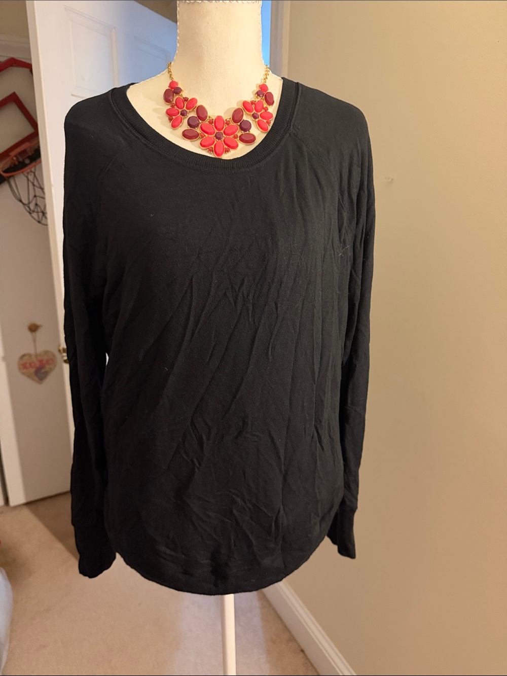 Athleta Black Long Sleeve Crew Neck Top